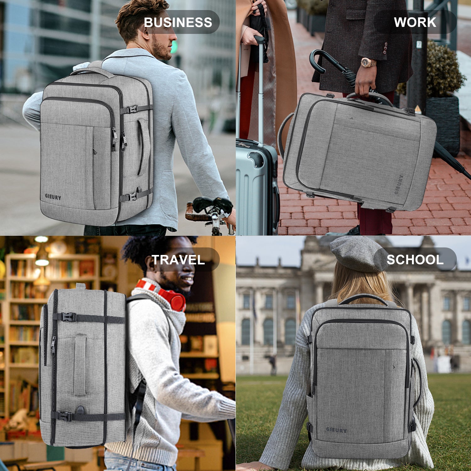 Carry On Rugzak, 40-50L Reisrugzak, Uitbreidbare Bagage Rugzak voor Carry On Rugzak, 40-50L Reisrugzak, Uitbreidbare Bagage Rugzak voor